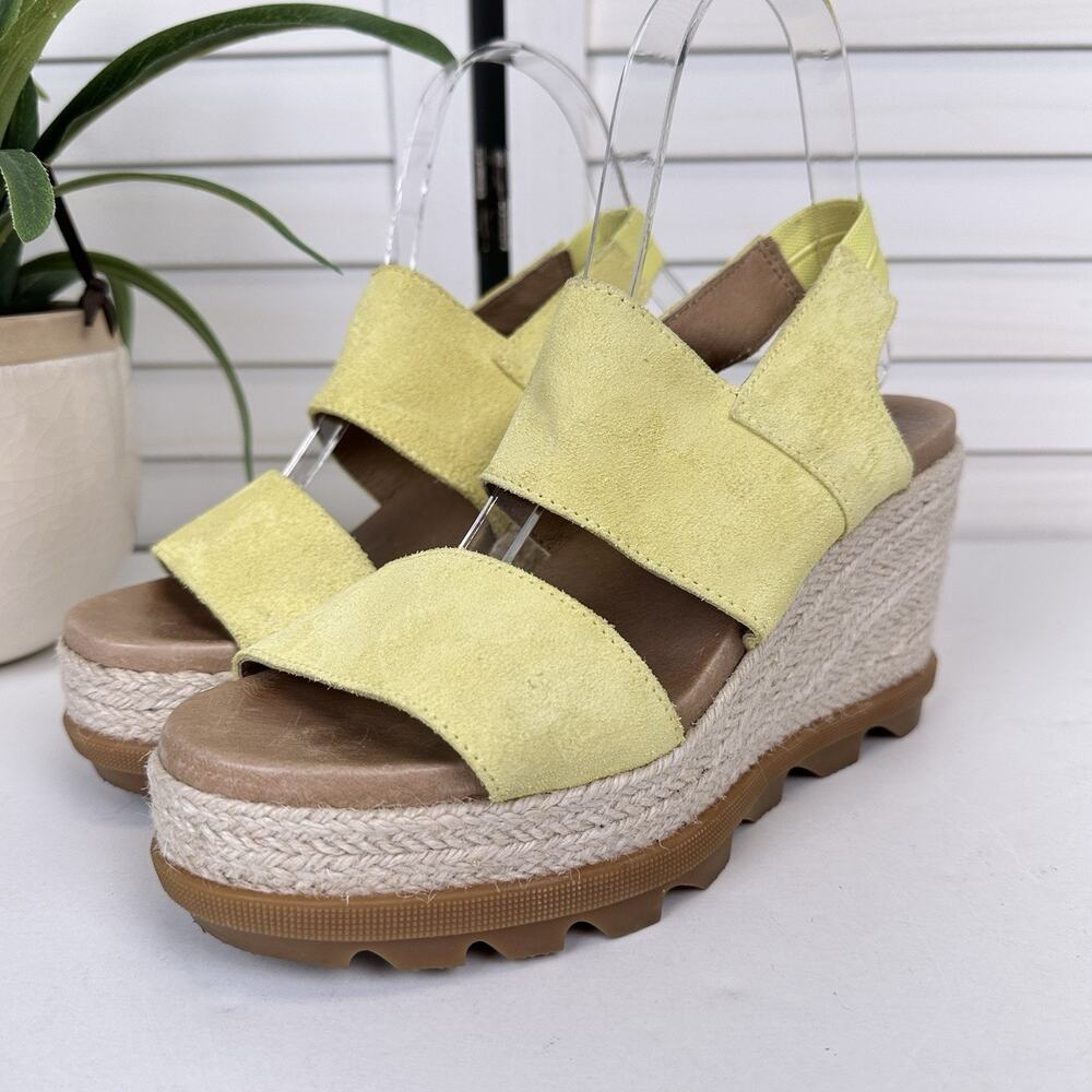 Sorel Joanie II Slingback Wedge Sandal Sunnyside Yellow Espadrille Shoe Size 7.5